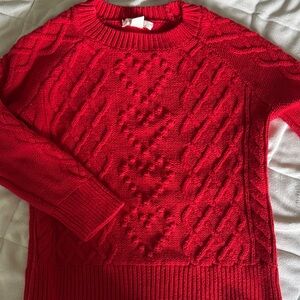 Crew cuts J Crew Red Cable Knit Sweater Hearts Size XS (4-6)